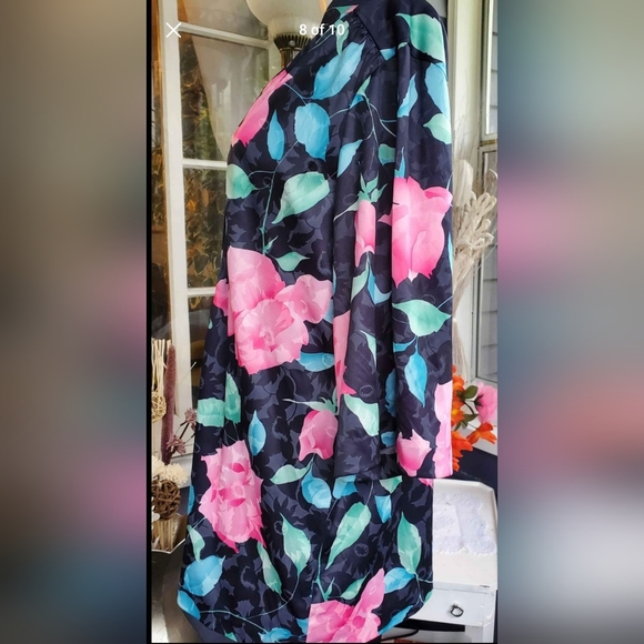VTG 90s Top Notch Rose Floral Two Fer Tunic Top  Faux Layer Blouse Size 18 - Picture 6 of 8